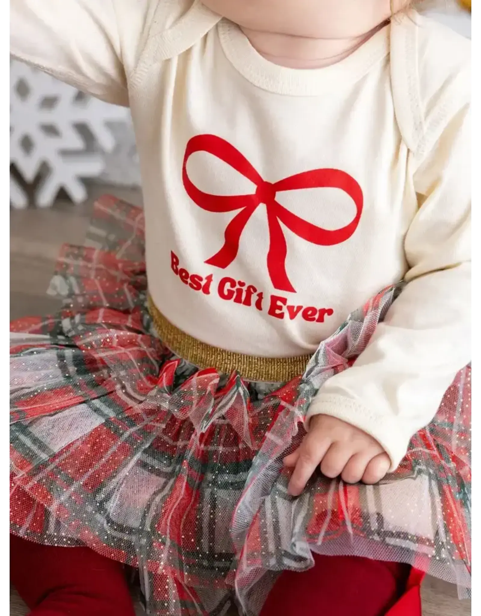 Sweet Wink Sweet Wink- Best Gift Ever L/S Natural Bodysuit