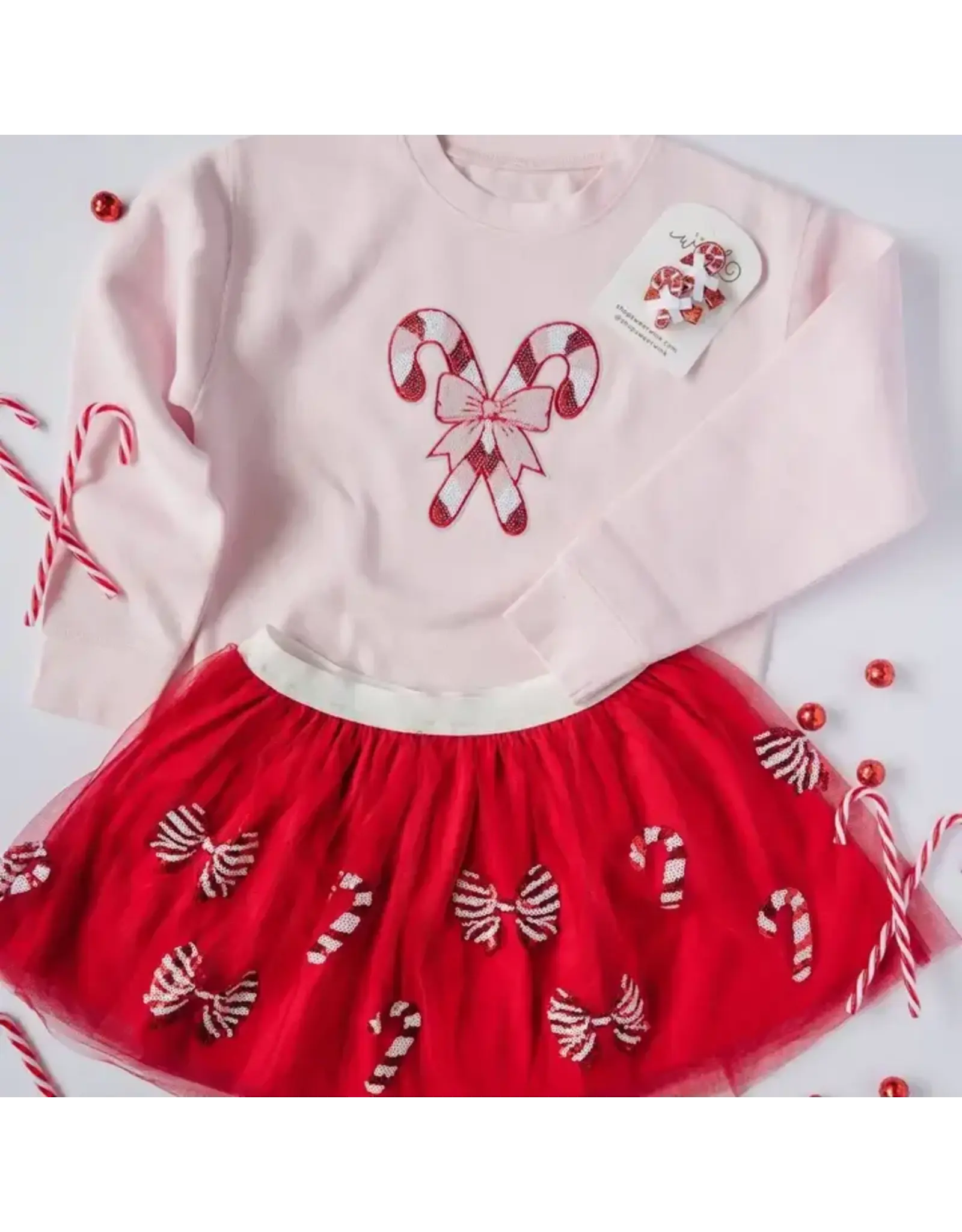 Sweet Wink Sweet Wink- Candy Cane Patch Christmas Sweatshirt: Ballet