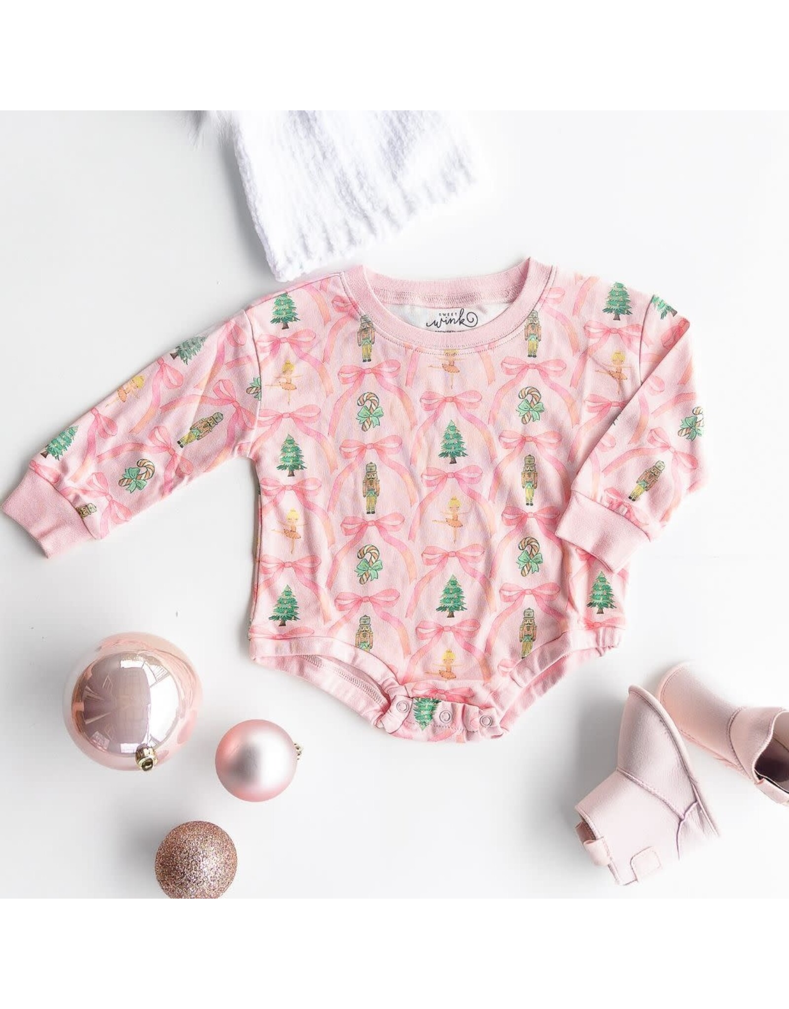 Sweet Wink Sweet Wink- Nutcracker Trellis L/S Romper