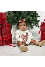 Sweet Wink Sweet Wink- Christmas Plaid Bow Patch L/S Romper
