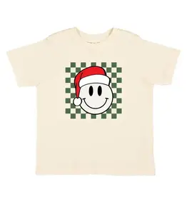 Sweet Wink Sweet Wink- Santa Smiley Christmas Shirt: Natural