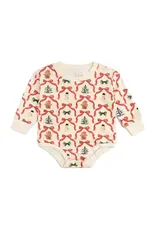 Sweet Wink Sweet Wink- Christmas Cutie L/S Romper: Natural