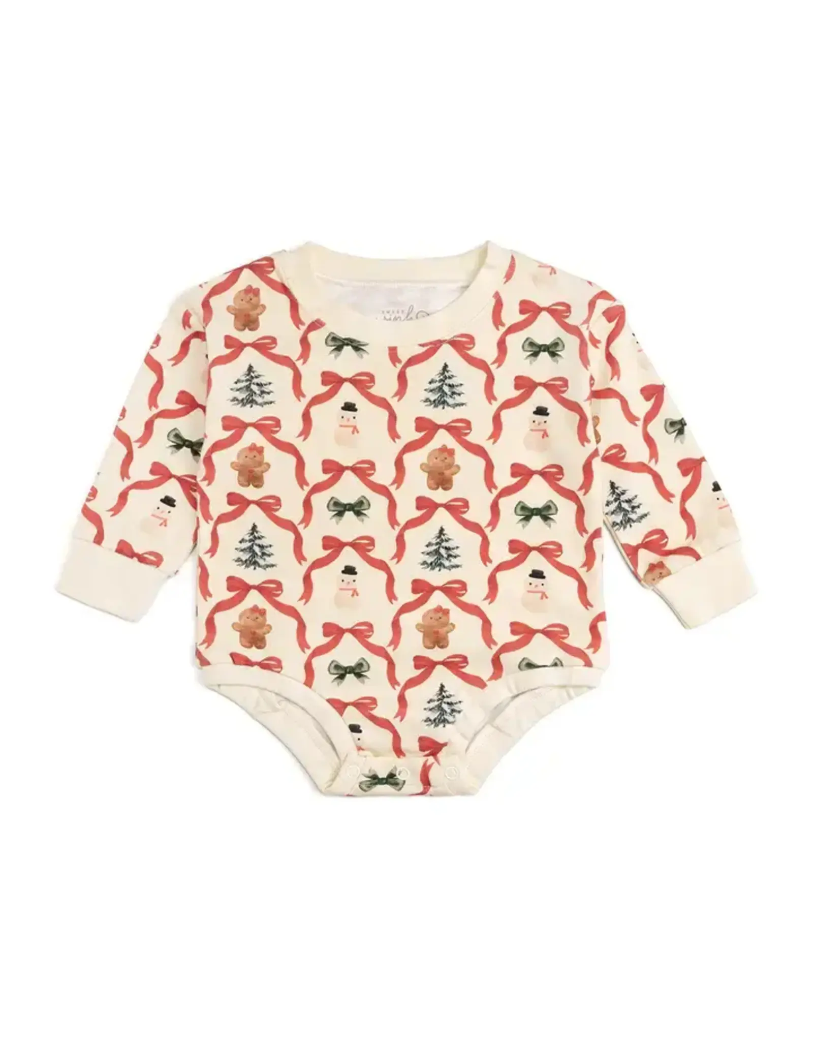 Sweet Wink Sweet Wink- Christmas Cutie L/S Romper: Natural