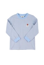 Cypress Row Cypress Row- Light Blue Stripe Santa Crew Cuff L/S Tee