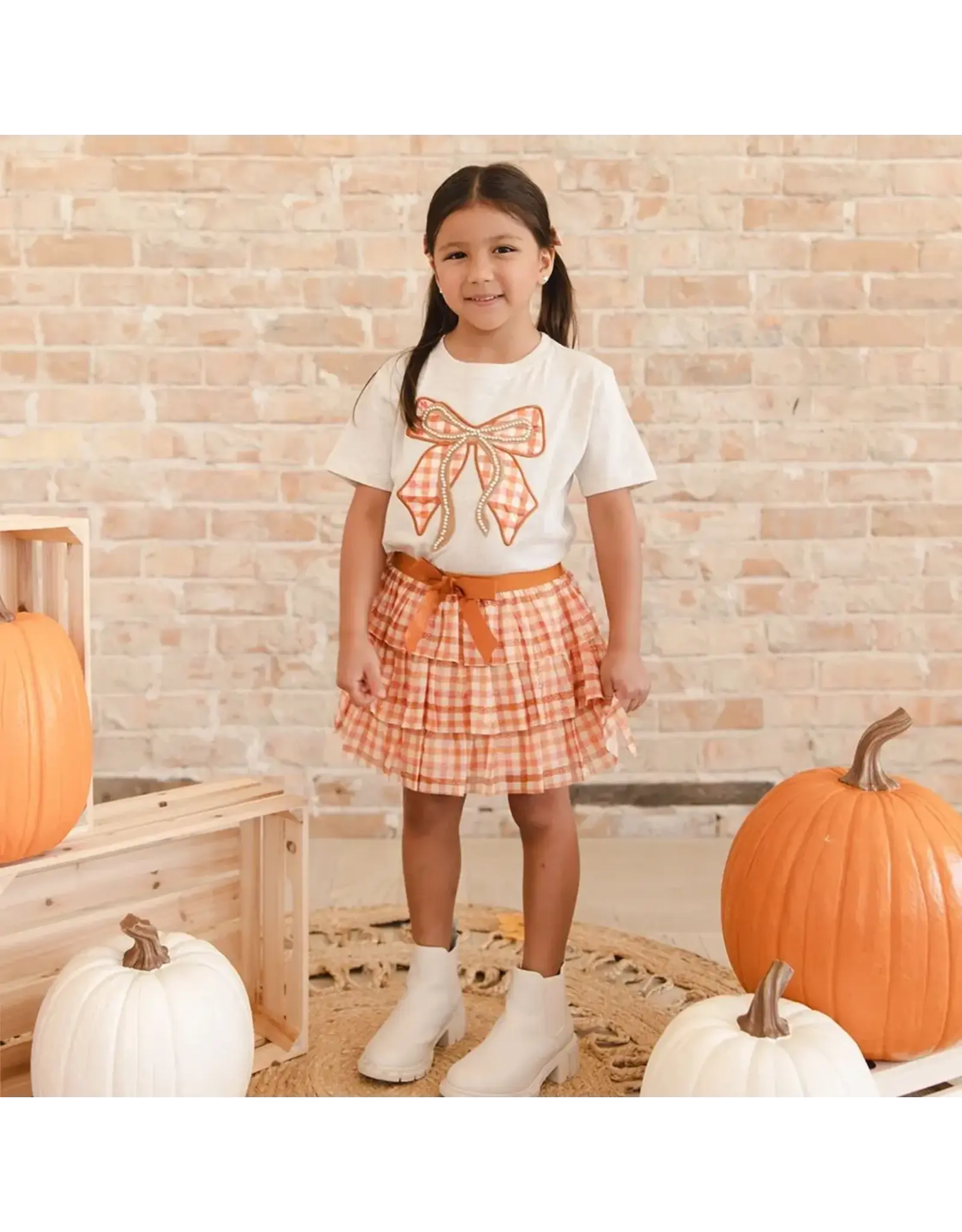 Sweet Wink Sweet Wink- Cinnamon Plaid Bow Patch S/S Shirt