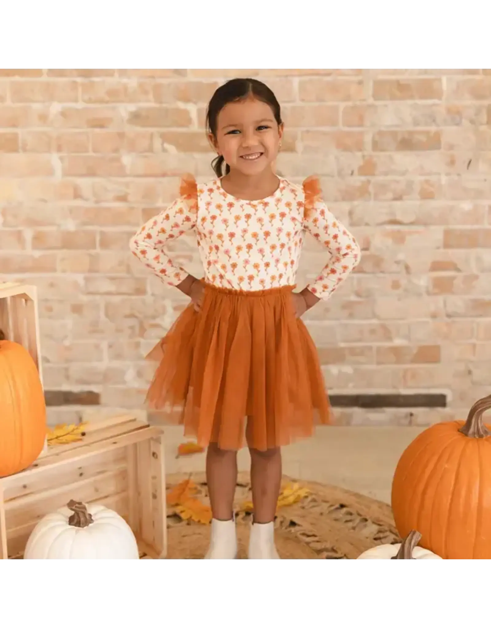 Sweet Wink Sweet Wink- Cinnamon Floral L/S Tutu Dress