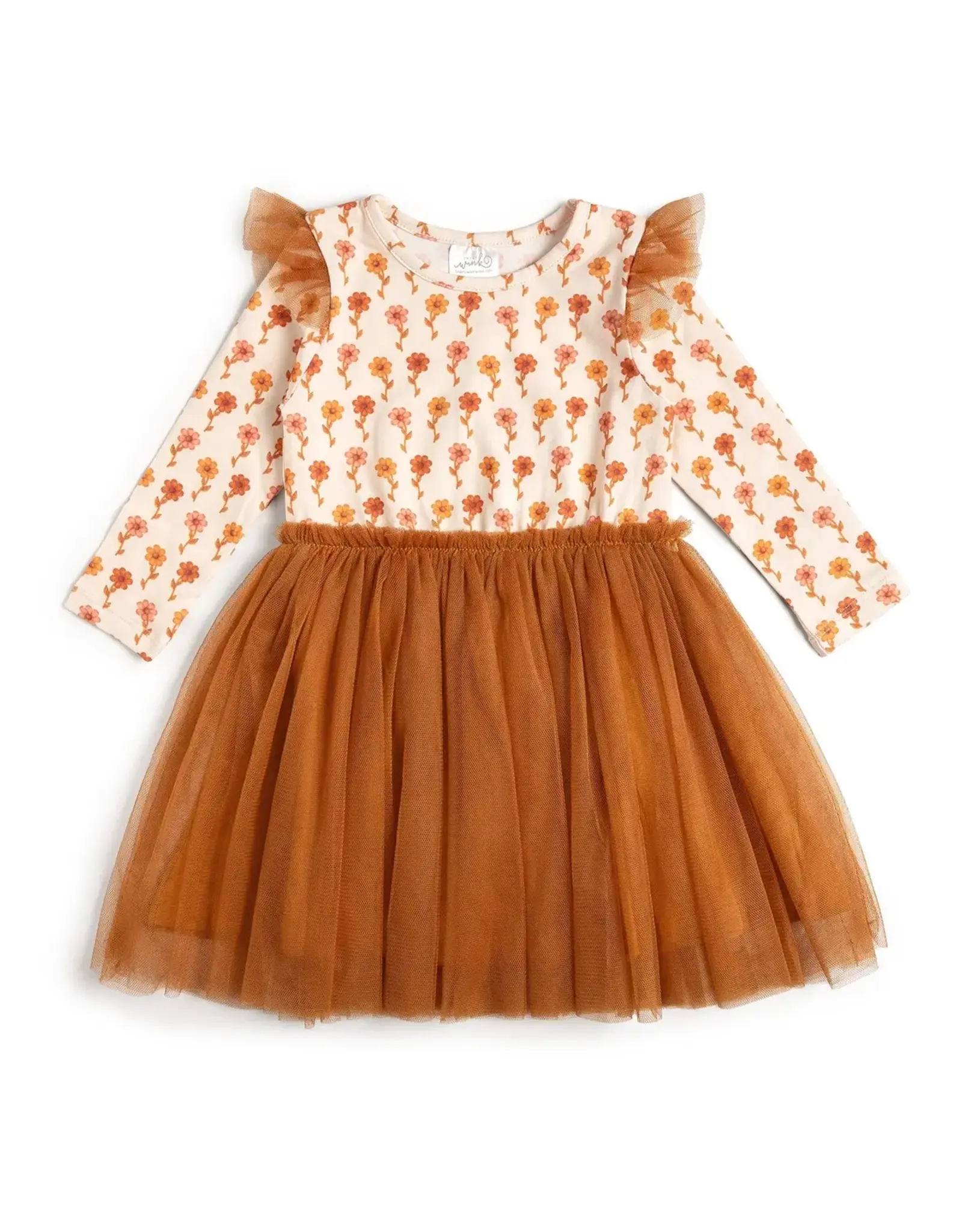 Sweet Wink Sweet Wink- Cinnamon Floral L/S Tutu Dress