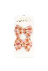 Sweet Wink Sweet Wink- Cinnamon Plaid Tulle Bow Clip Set