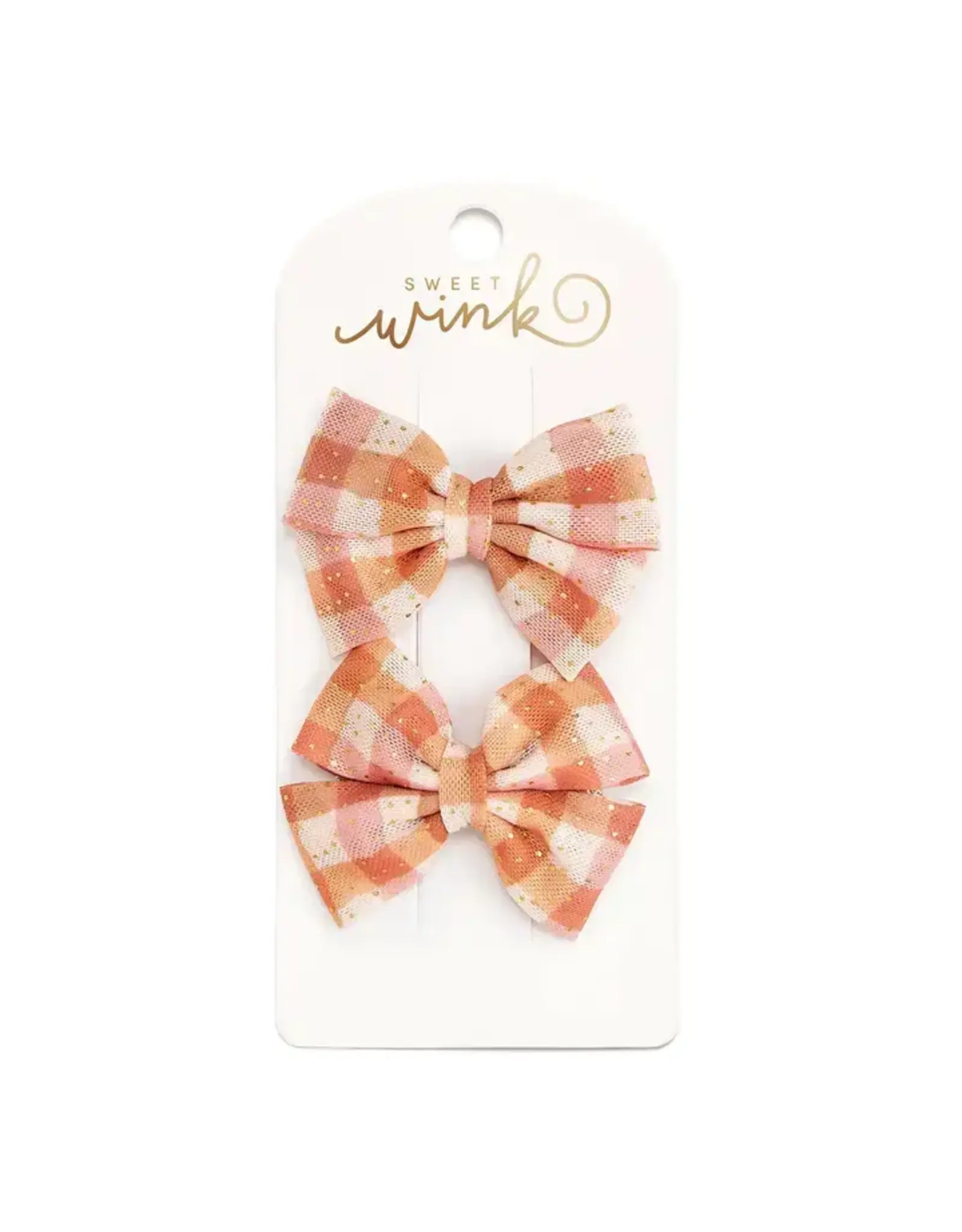 Sweet Wink Sweet Wink- Cinnamon Plaid Tulle Bow Clip Set
