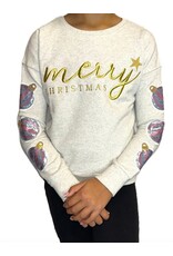 Paper Flowers- Merry Christmas Sequins Ornament Sweatshirt