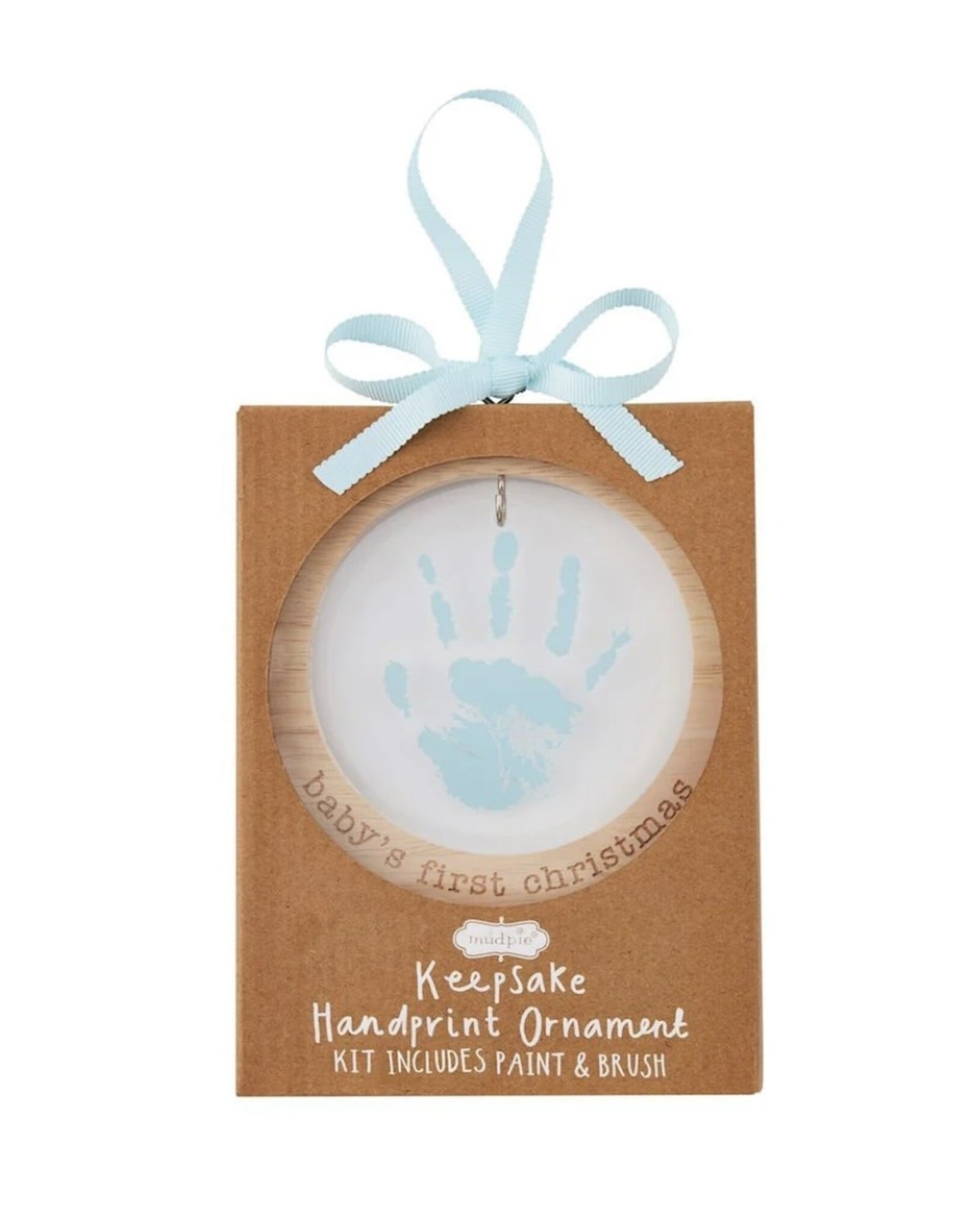 Mudpie Mud Pie- Blue Baby's First Christmas Handprint Ornament