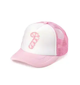 Sweet Wink Sweet Wink- Candy Cane Patch Christmas Trucker Pink/White Hat