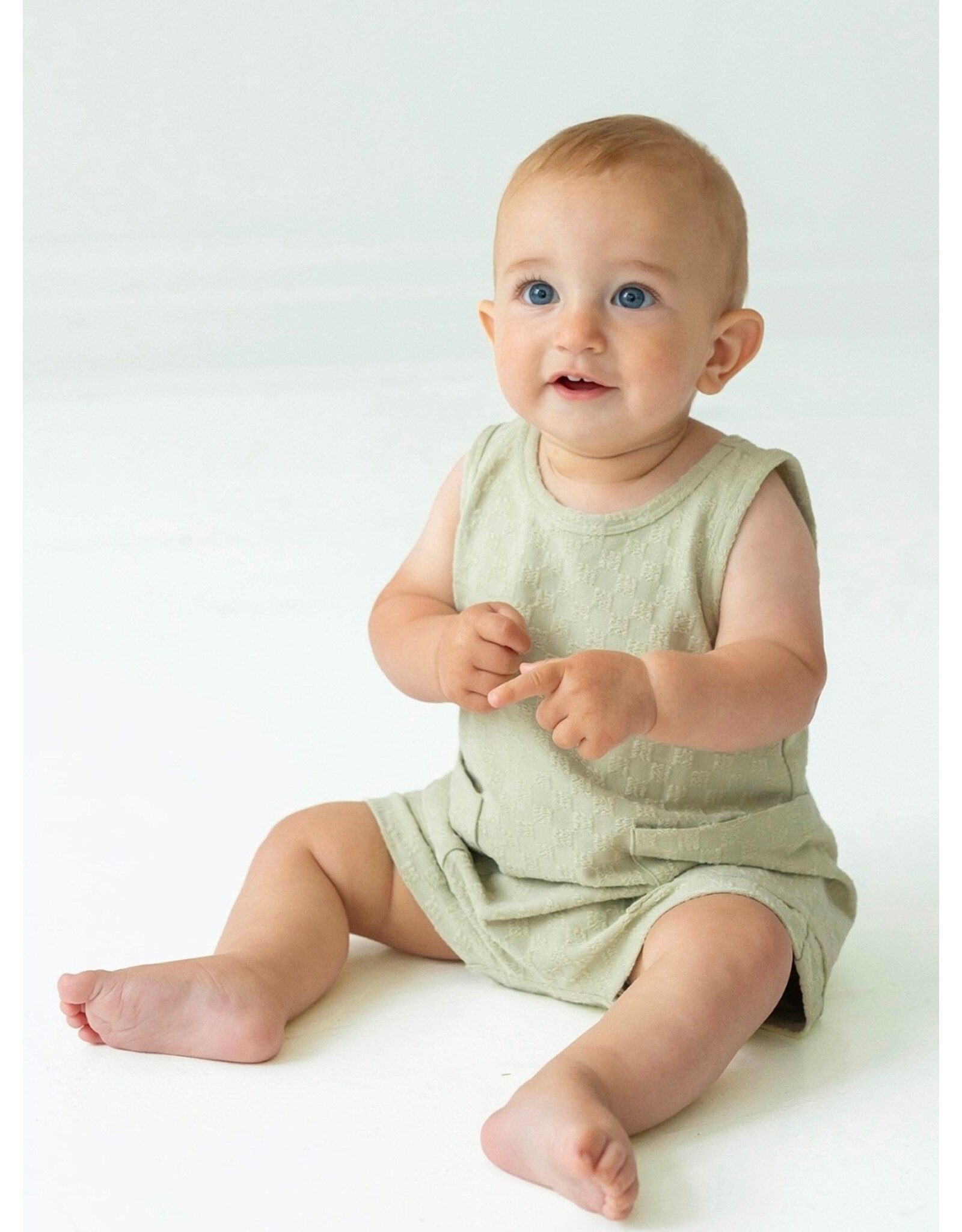 Mabel & Honey Mabel & Honey- Check It Out Green Romper