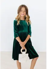 Mila & Rose Mila & Rose- Hunter Green Velvet Twirl Dress