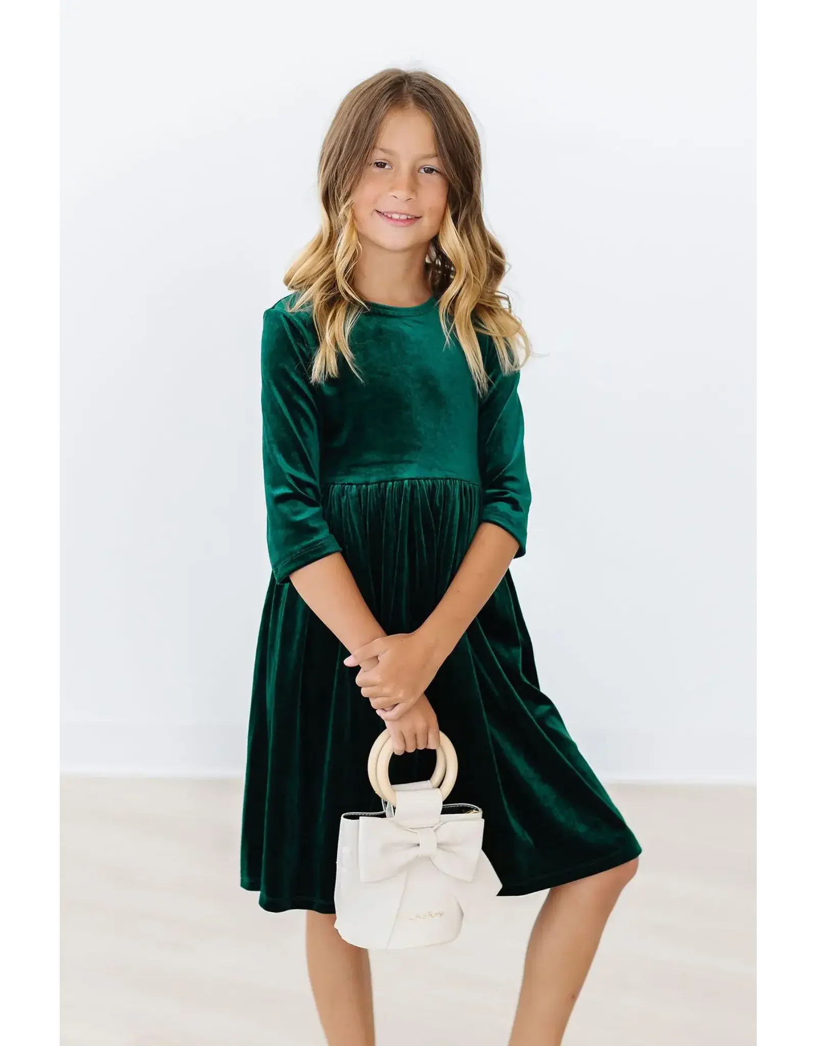 Mila & Rose Mila & Rose- Hunter Green Velvet Twirl Dress