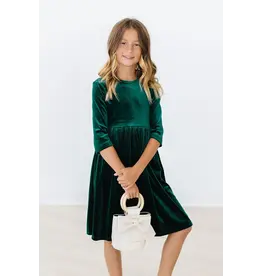 Mila & Rose Mila & Rose- Hunter Green Velvet Twirl Dress