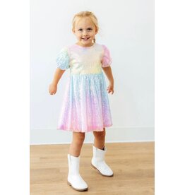 Mila & Rose Mila & Rose- Ombre Puff Sleeve Sequin Dress