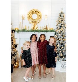 Mila & Rose Mila & Rose- Cranberry Velvet Sequin Dress