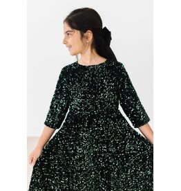 Mila & Rose Mila & Rose- Hunter Green Velvet Sequin Dress