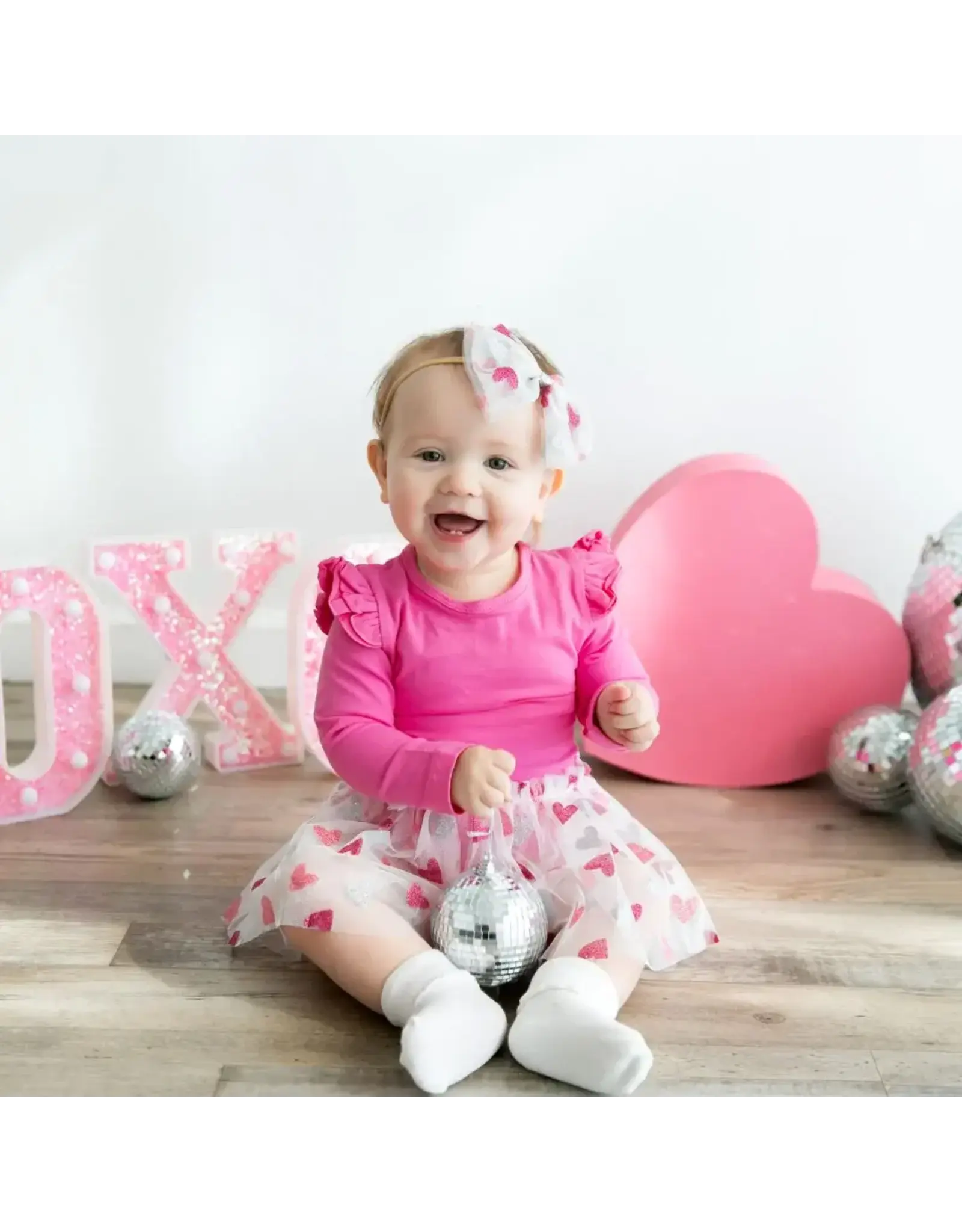 Sweet Wink Sweet Wink- Glitter Heart Valentine's Day Tutu Bodysuit