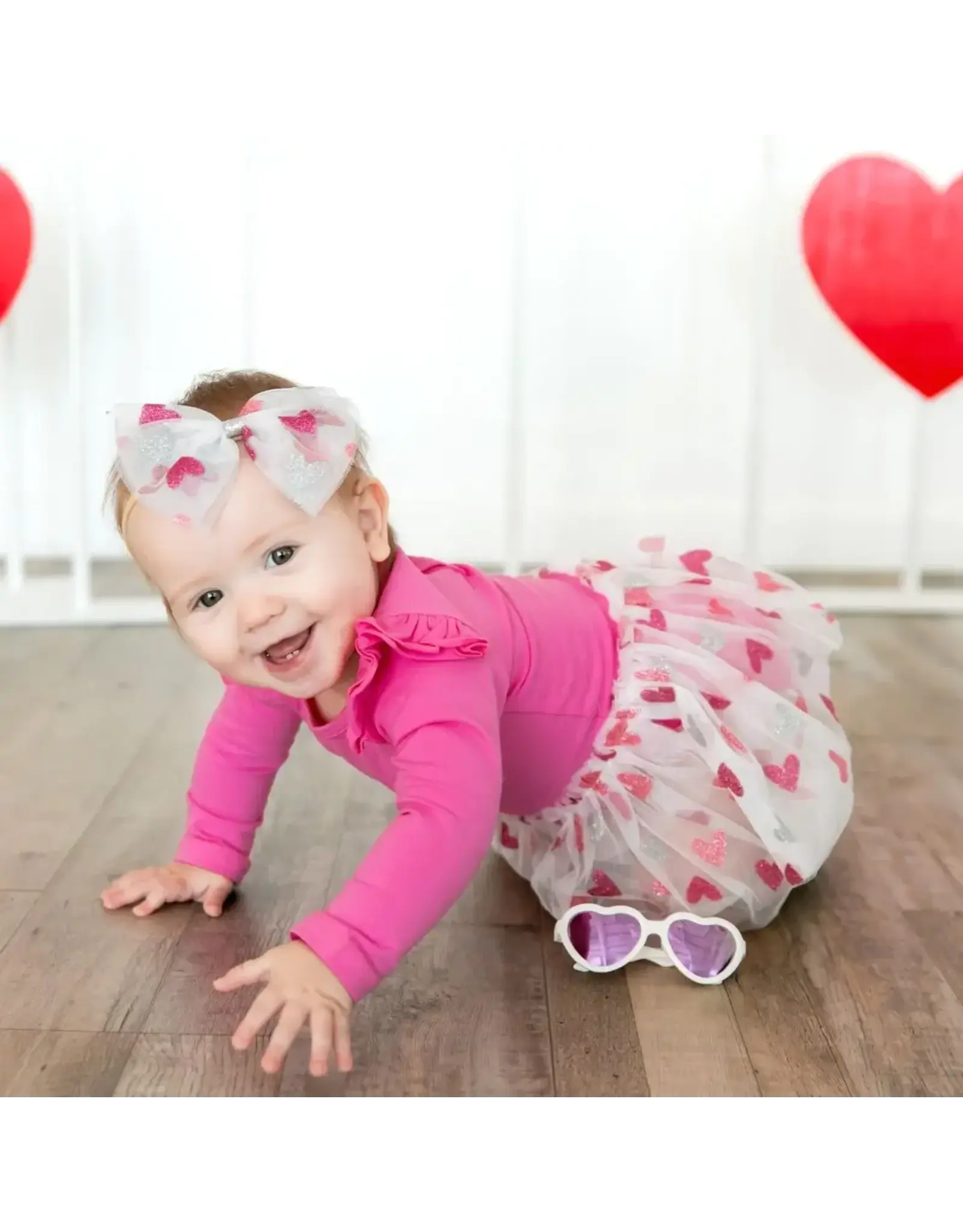 Sweet Wink Sweet Wink- Glitter Heart Valentine's Day Tutu Bodysuit