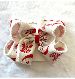JP- Snowman Face Print Bow: Large