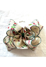 JP- Tan Christmas Fun Print Bow: Large