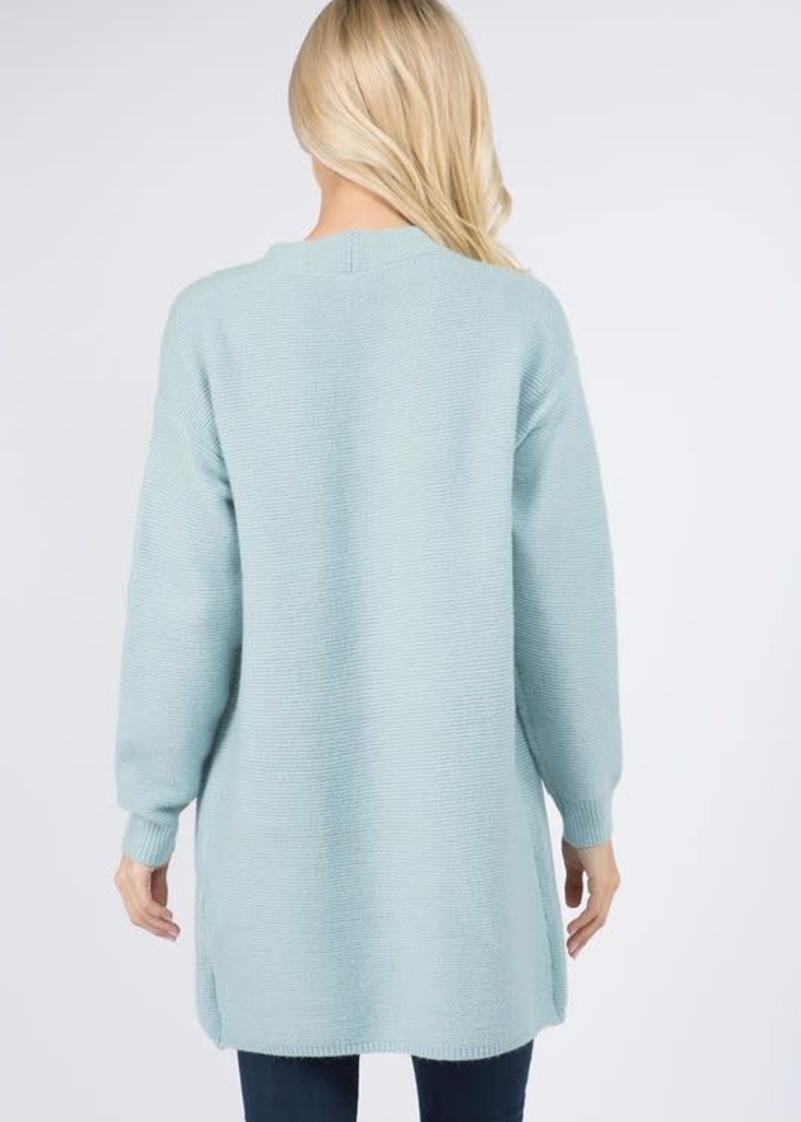 Soft Blue Open Cardi W Pockets