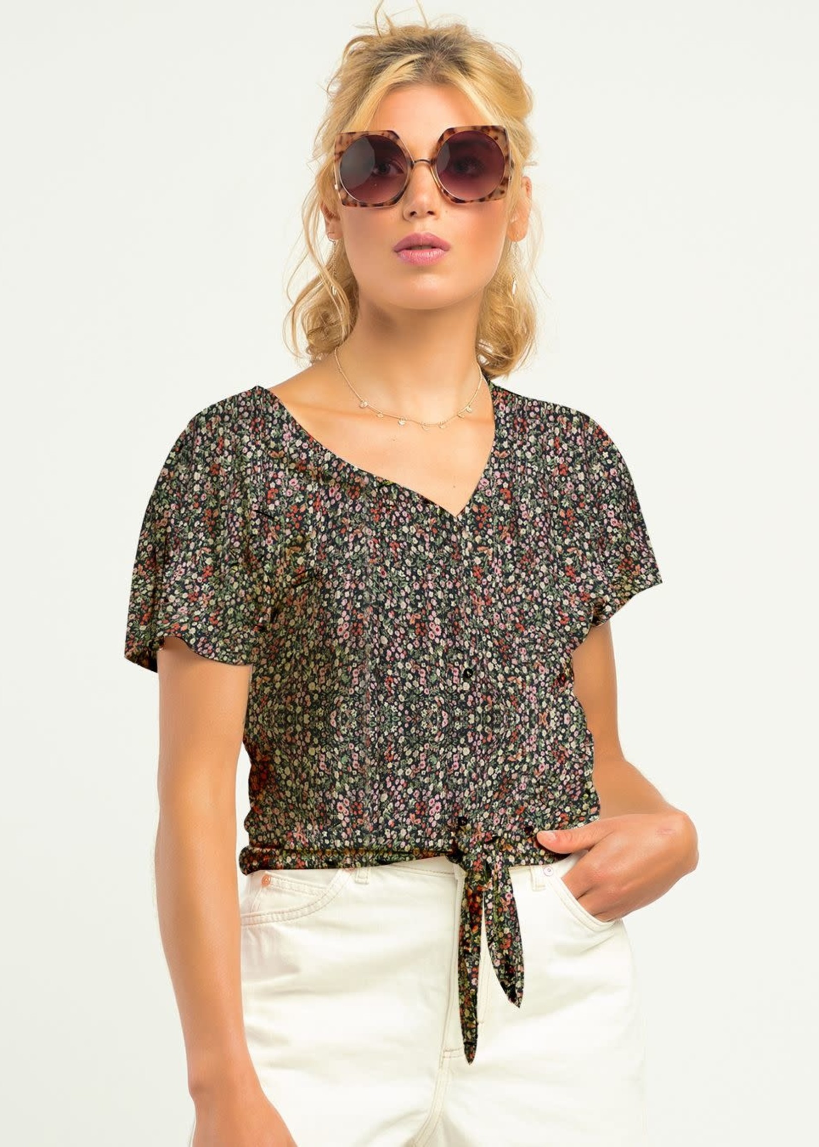 Dex Floral Tie Front Top