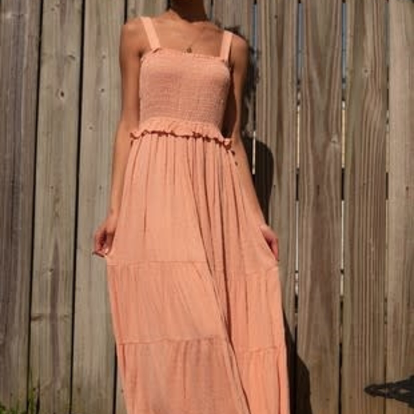 True Peach Dotted Crepe Maxi