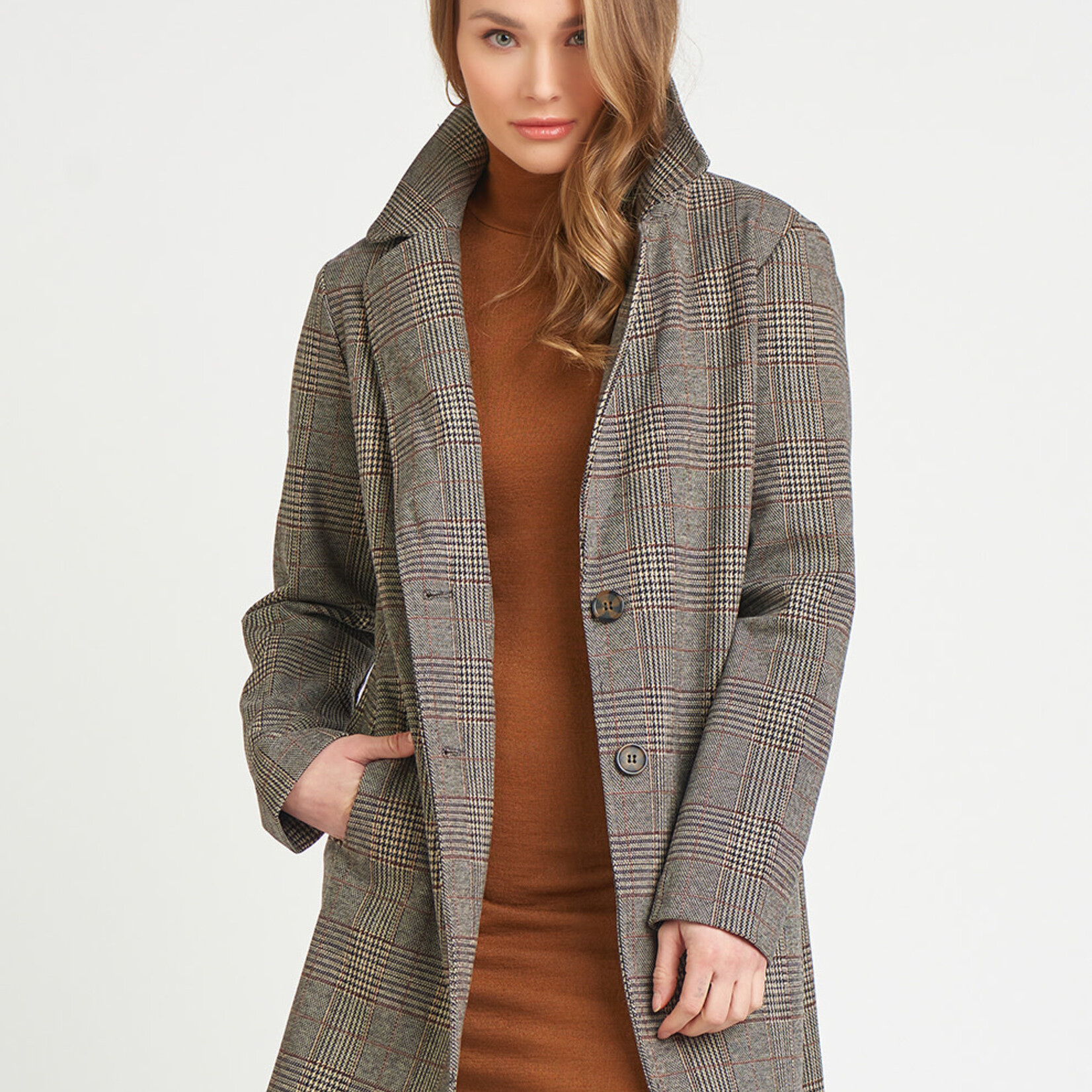 Dex Plaid 2 Bttn Longline Blazer