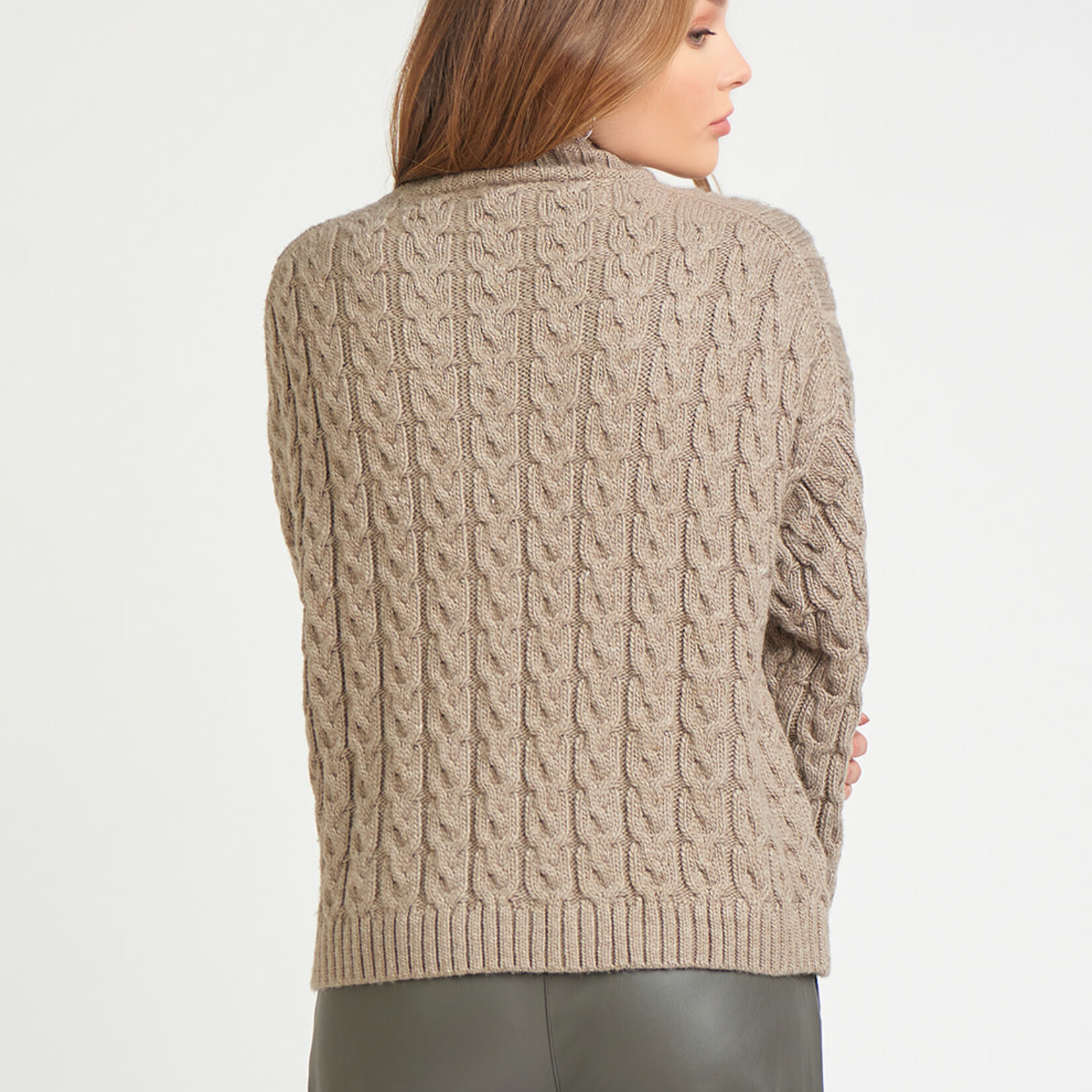 Dex Taupe Cable Knit Swtr