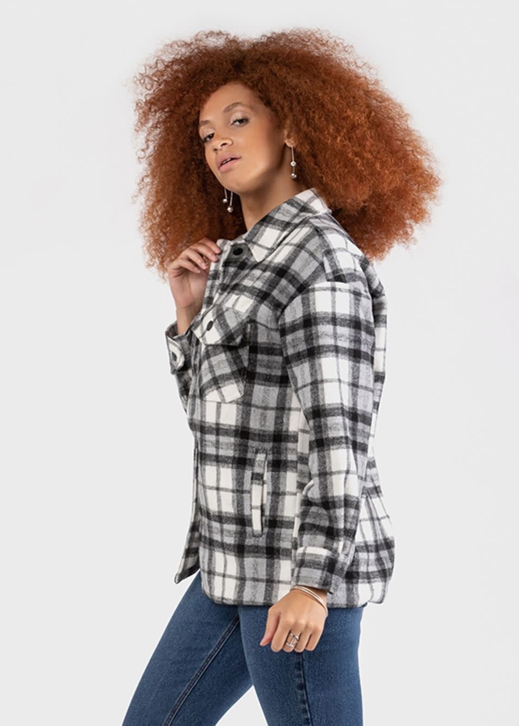 Dex Black Plaid Waist  Shacket