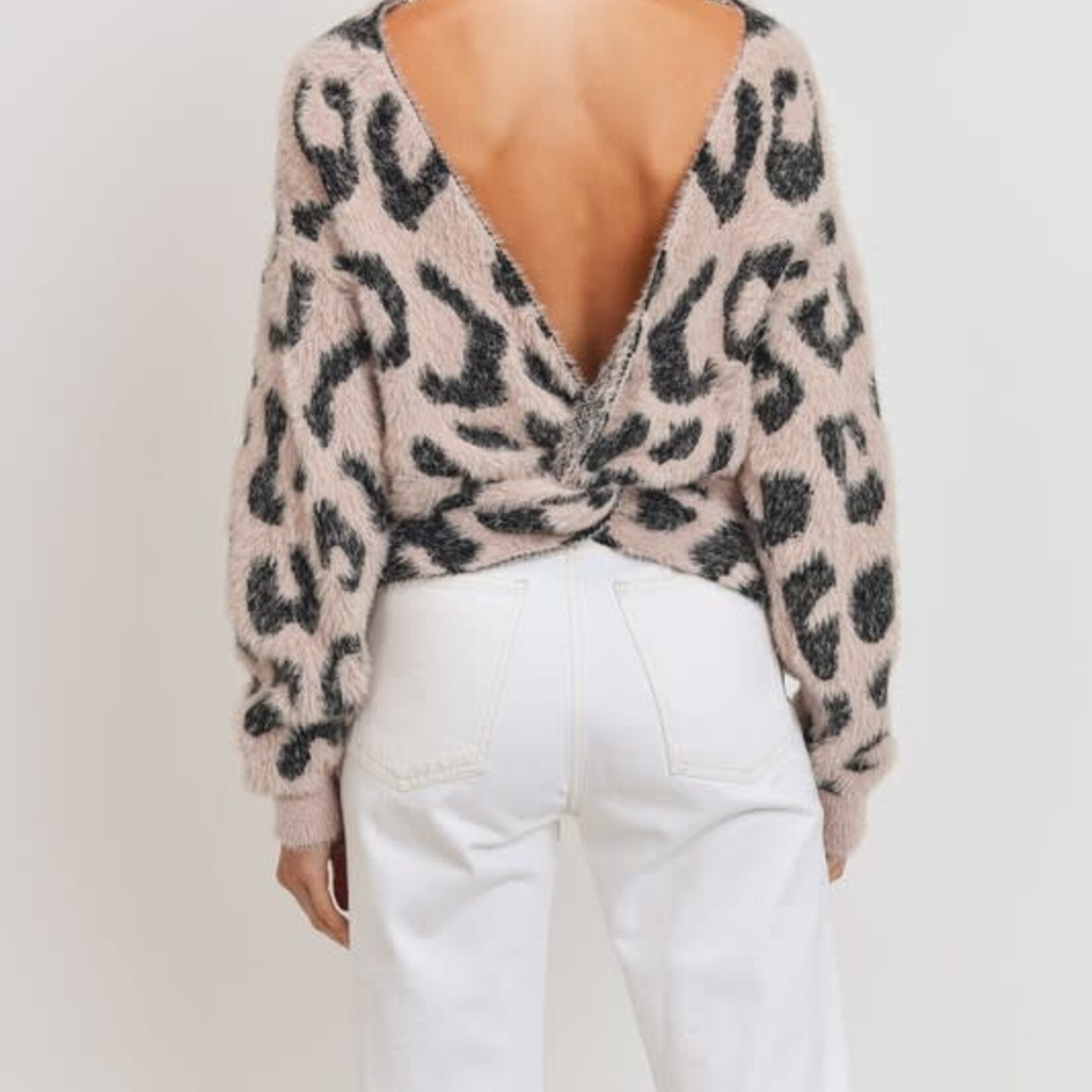 Eyelash Leopard Twist Sweater