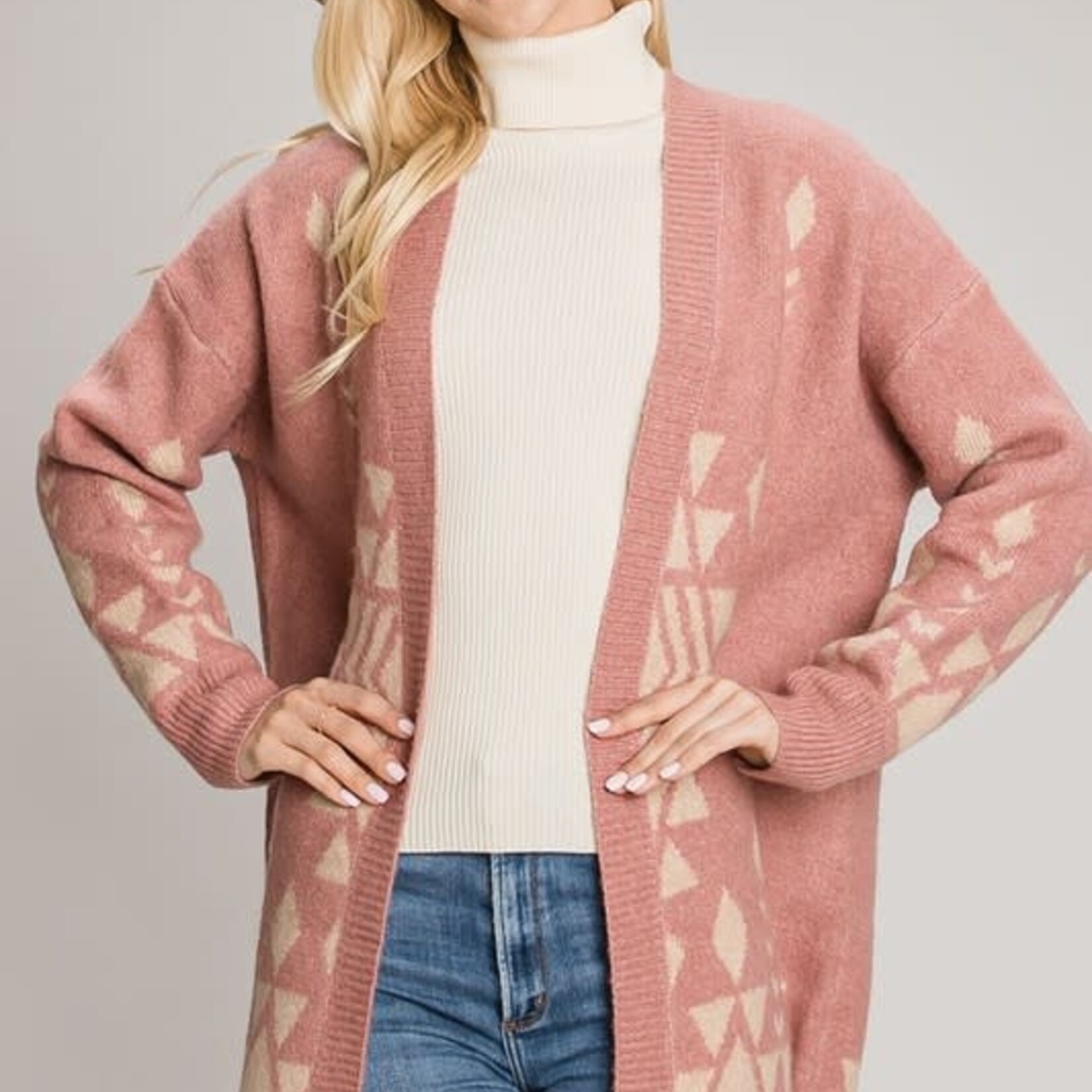 True Mauve Geo Print Cardi