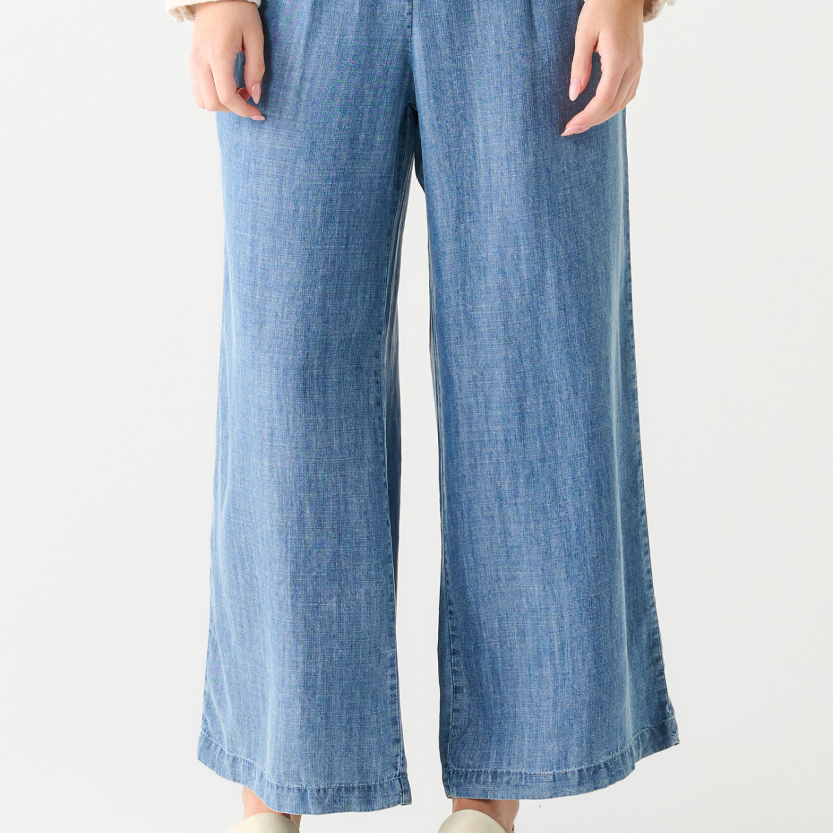 Black Tape Chambray Wide Leg Crop