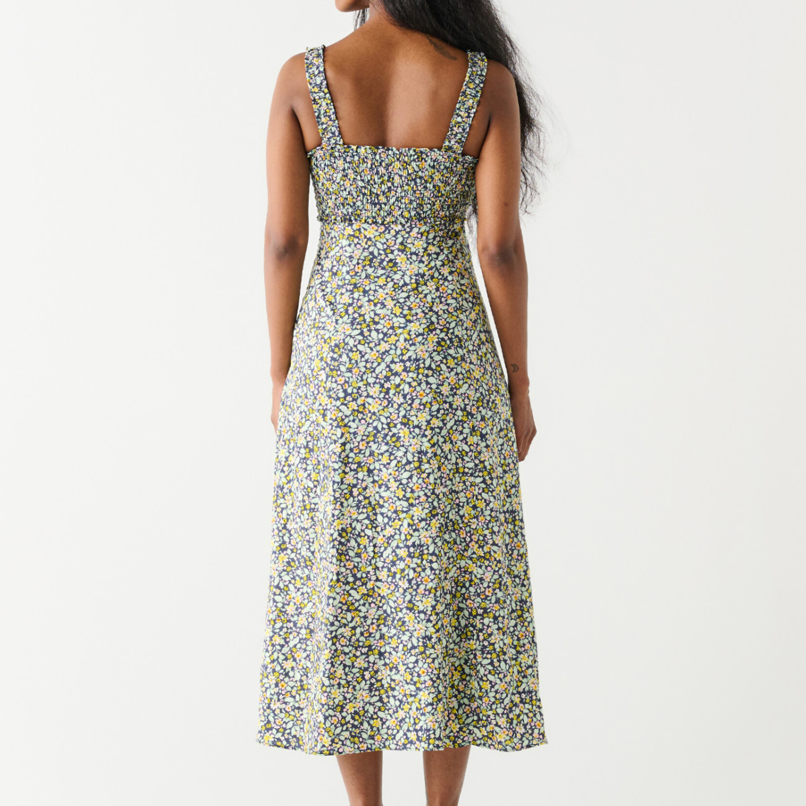 Dex Mint Smocked Floral Midi