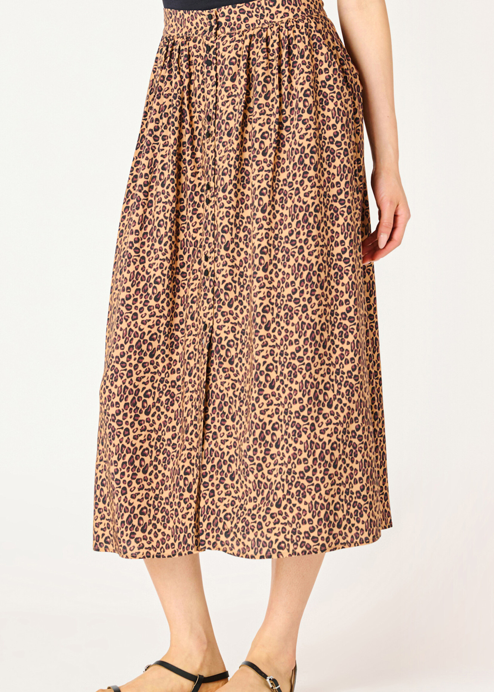 Dex Beth Leopard Midi Skirt