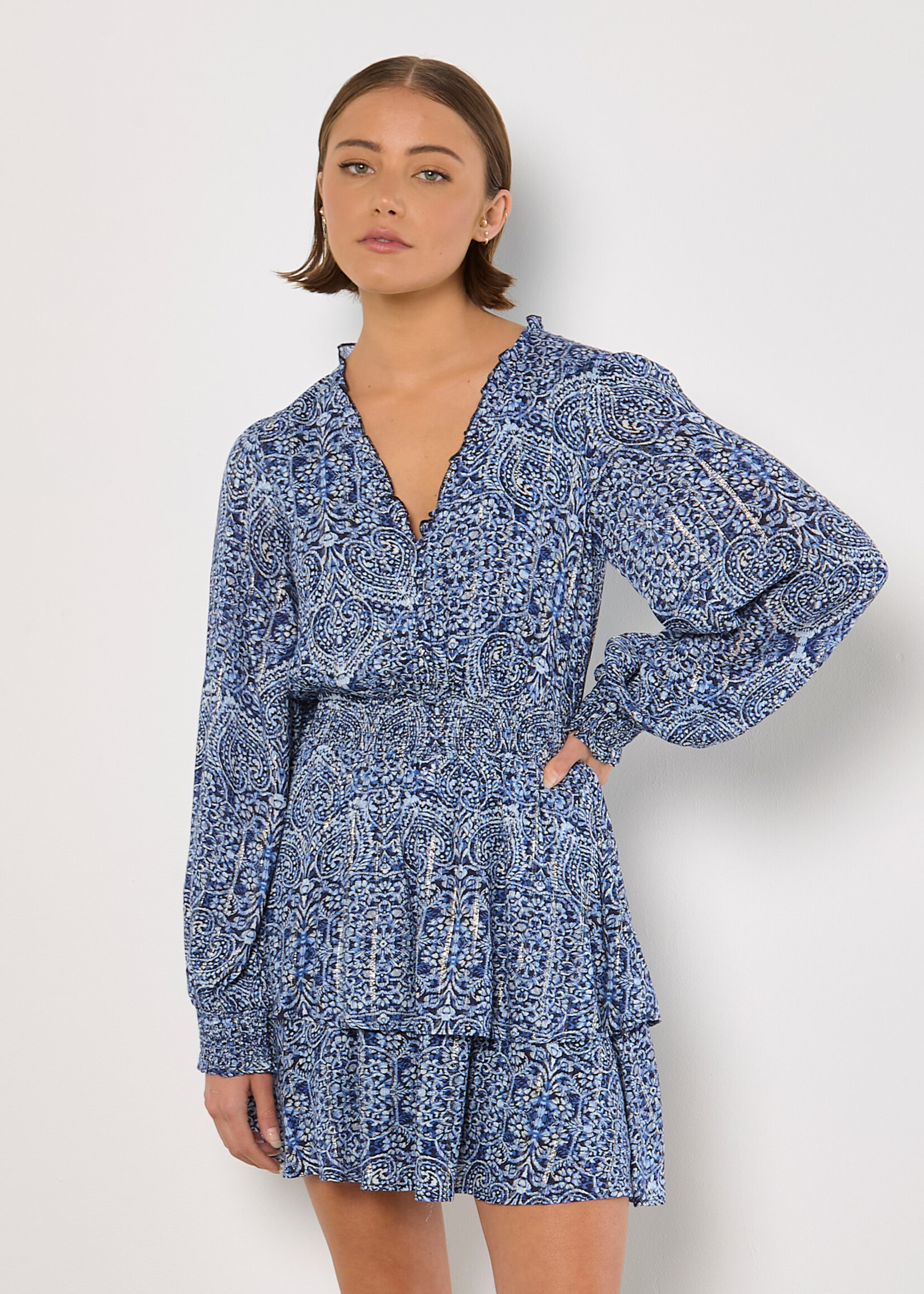 Apricot Blues Folk Dress