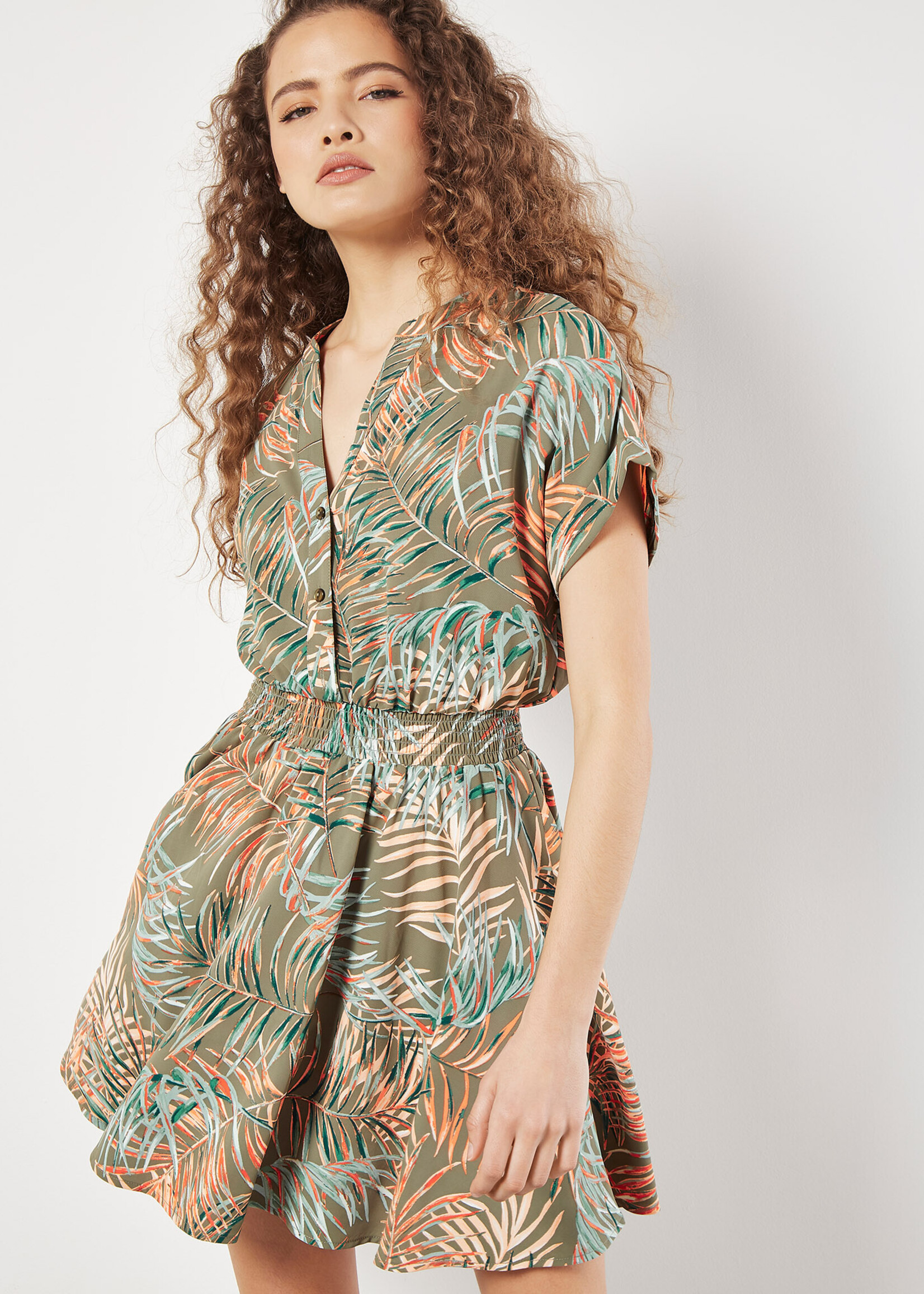 Apricot Smocked Palms Dress
