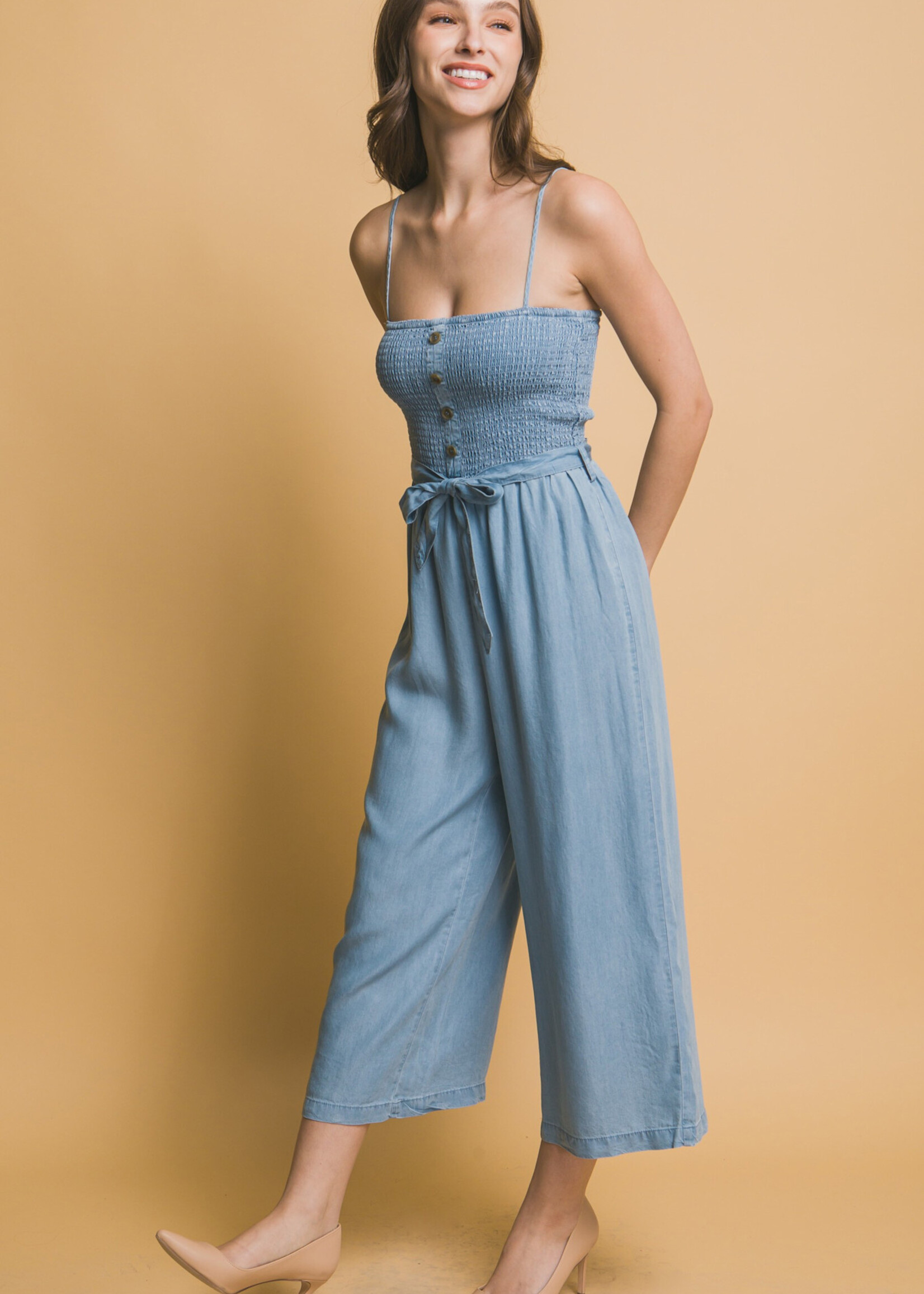 Love Tree Joplin Smocked Jumpsuit