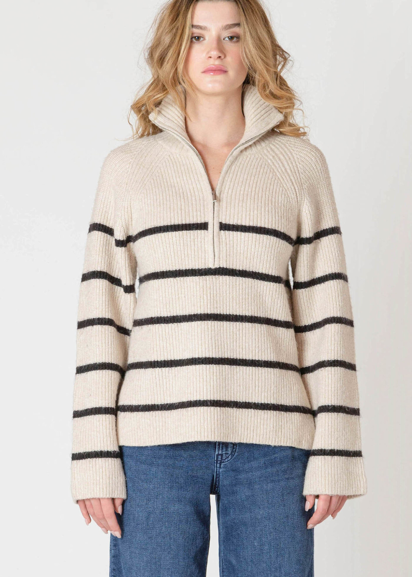 Dex Natalie Stripe 1/4 Zip Swtr
