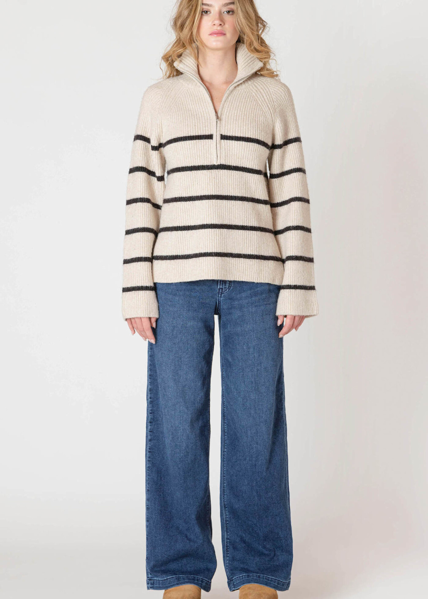 Dex Natalie Stripe 1/4 Zip Swtr