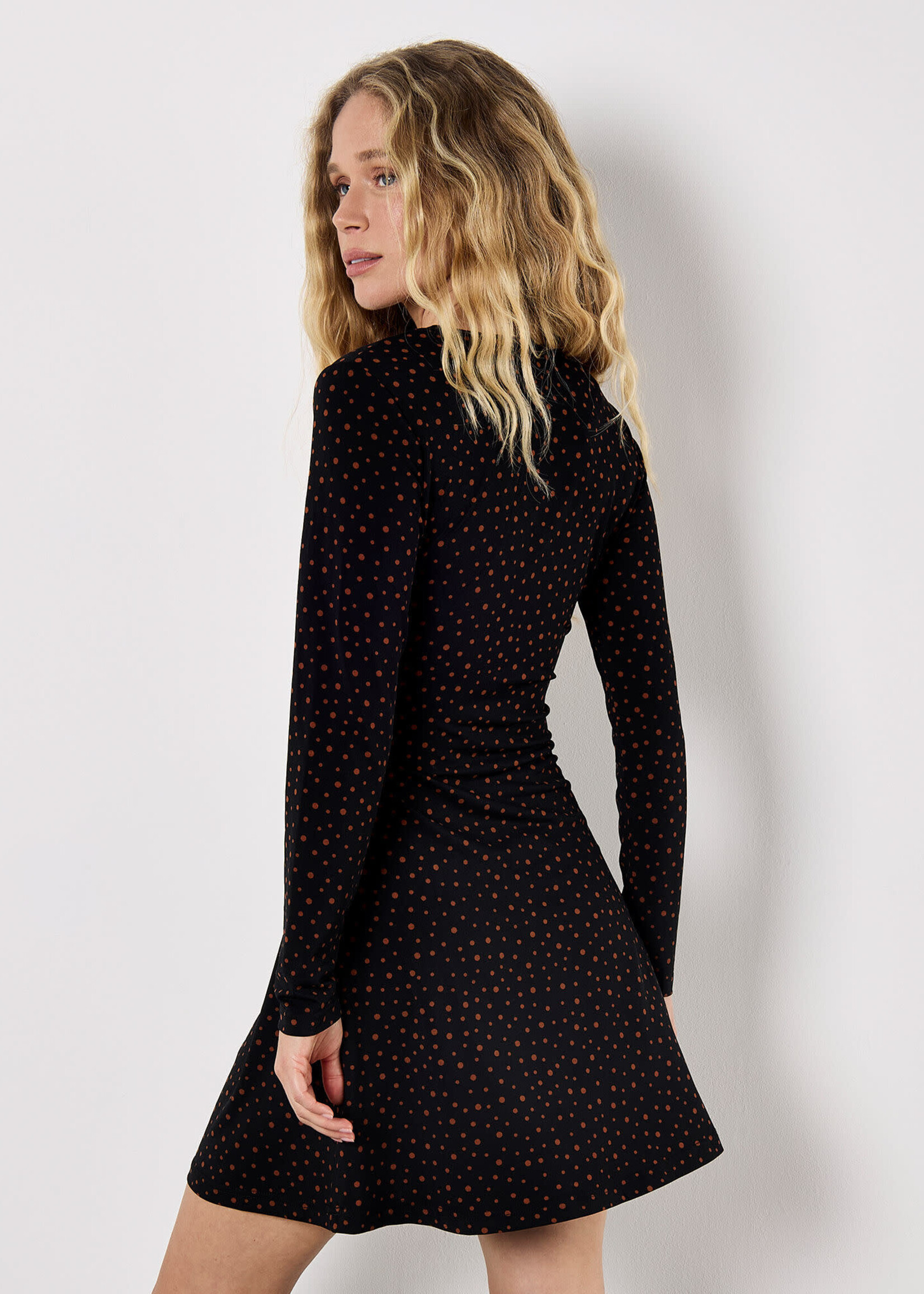 Apricot Saylor Polka Dot Wrap Dress