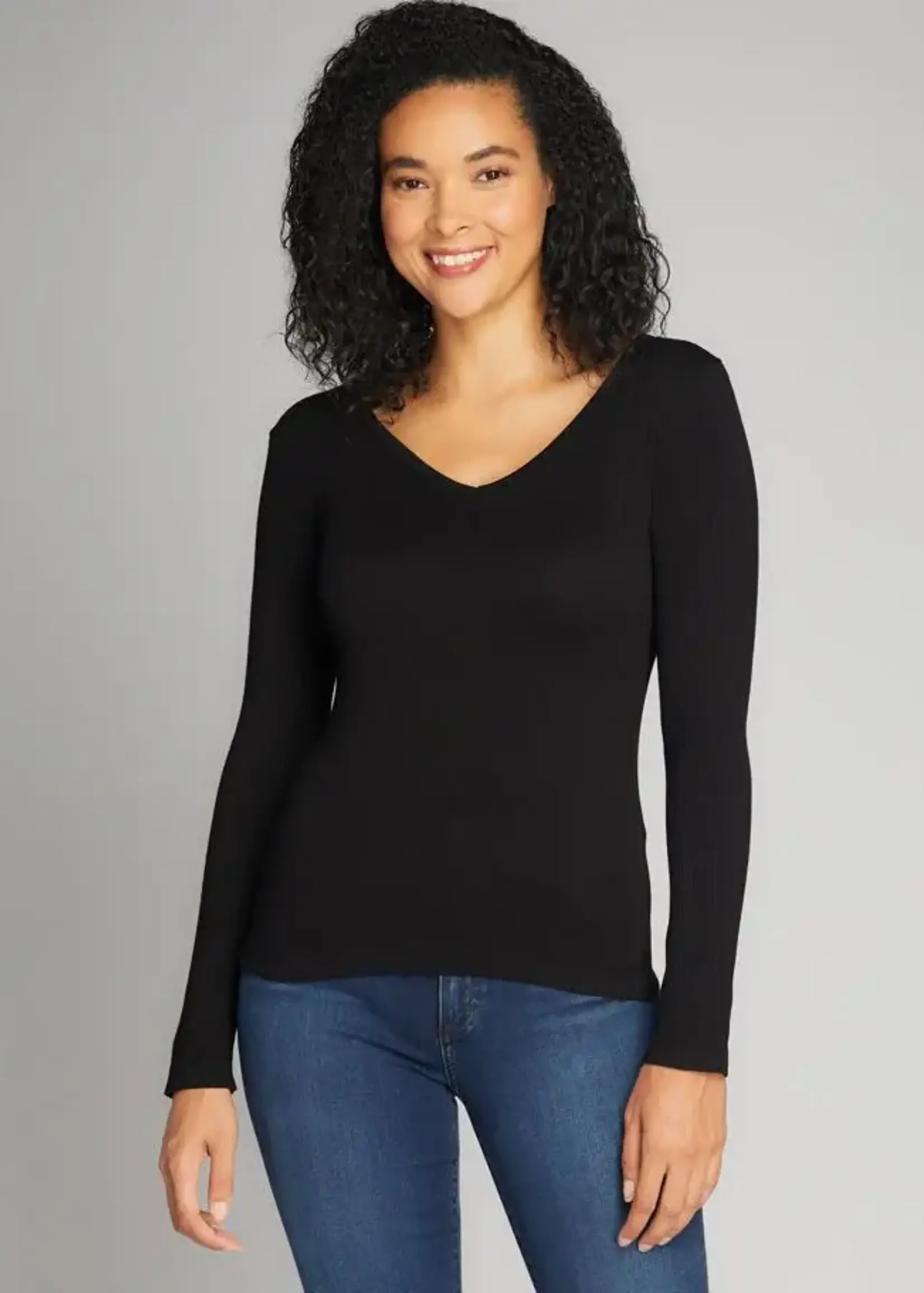 Seamless Rib V- Neck