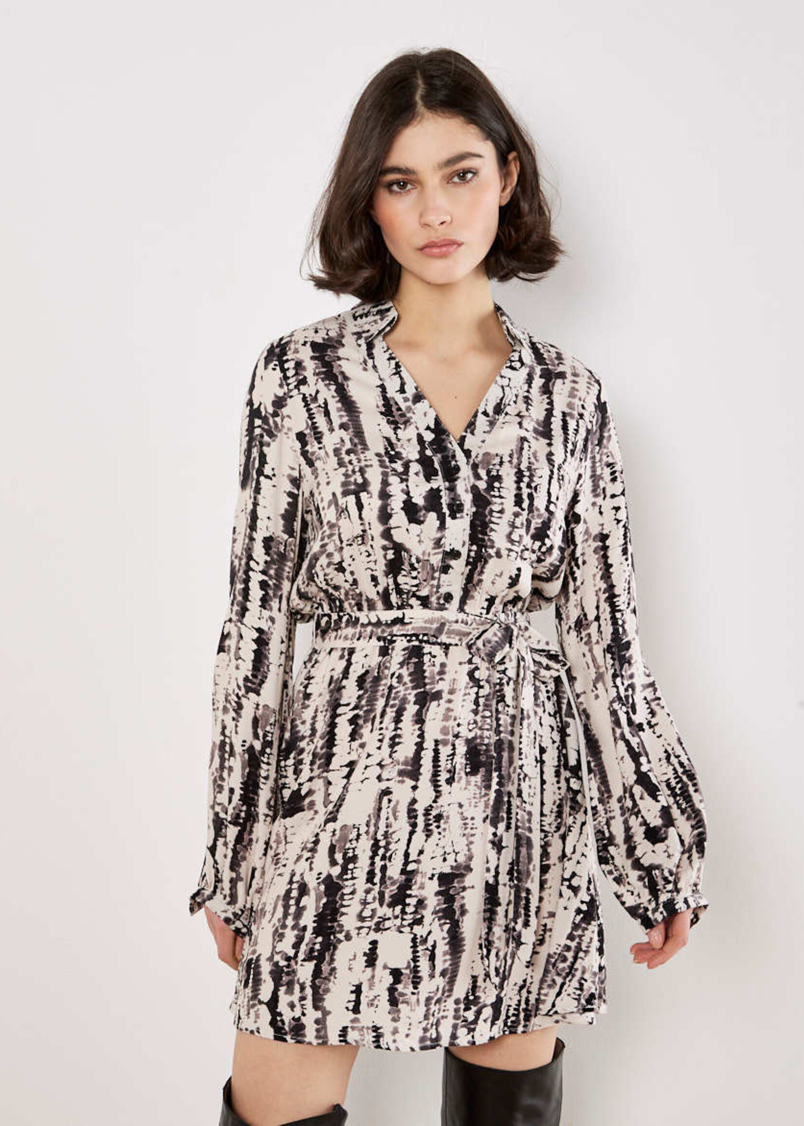 Apricot Splatter Print Tunic Dress