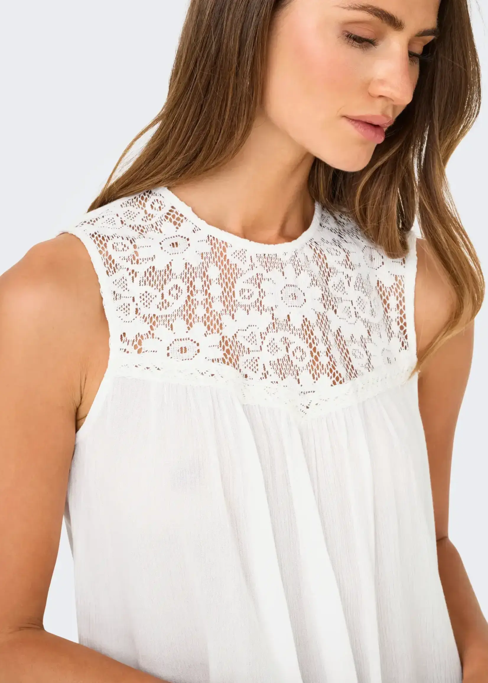 Only Raisa Lace Detail Slvls Top