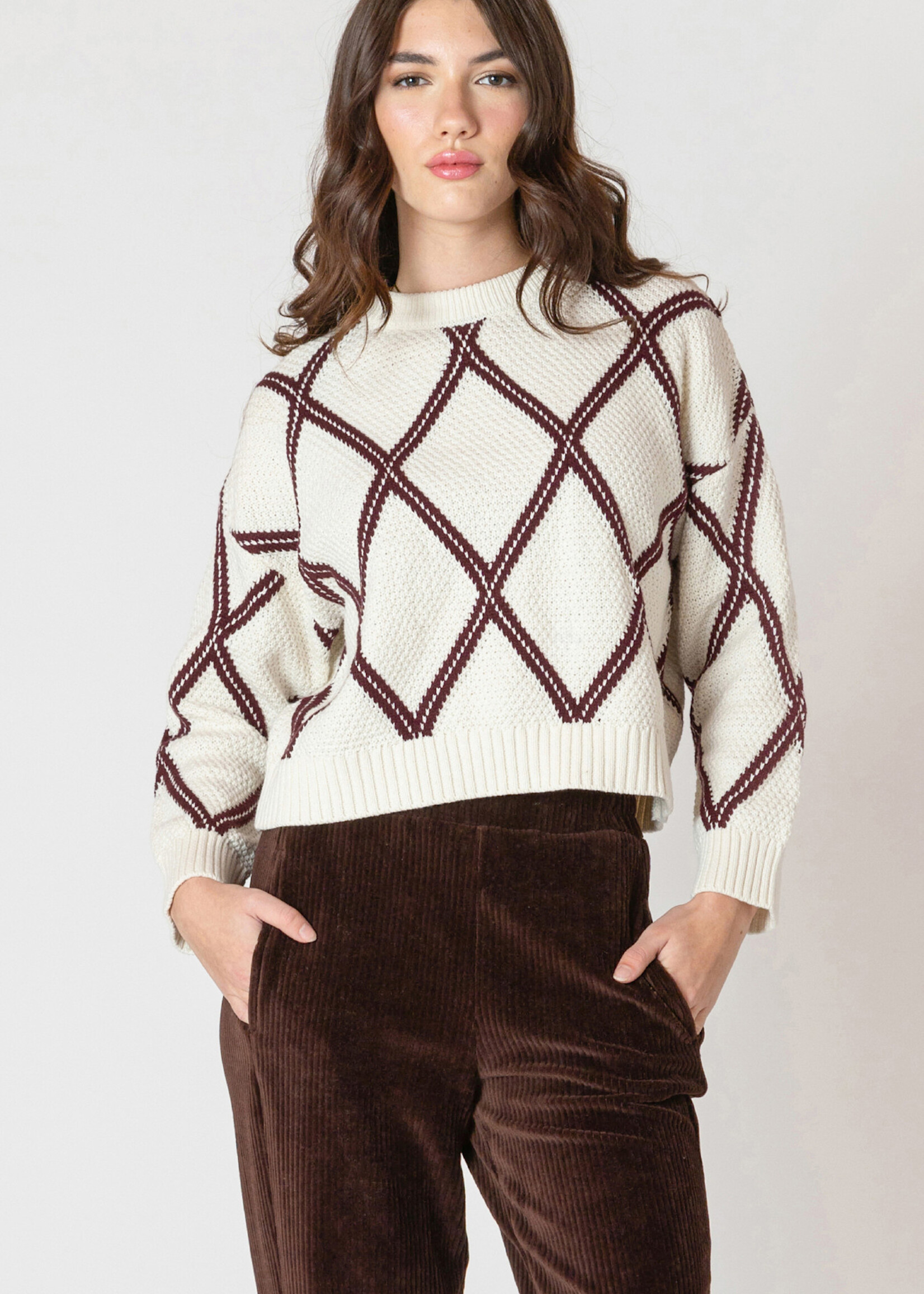 Dex Diamond Print Knit Crew