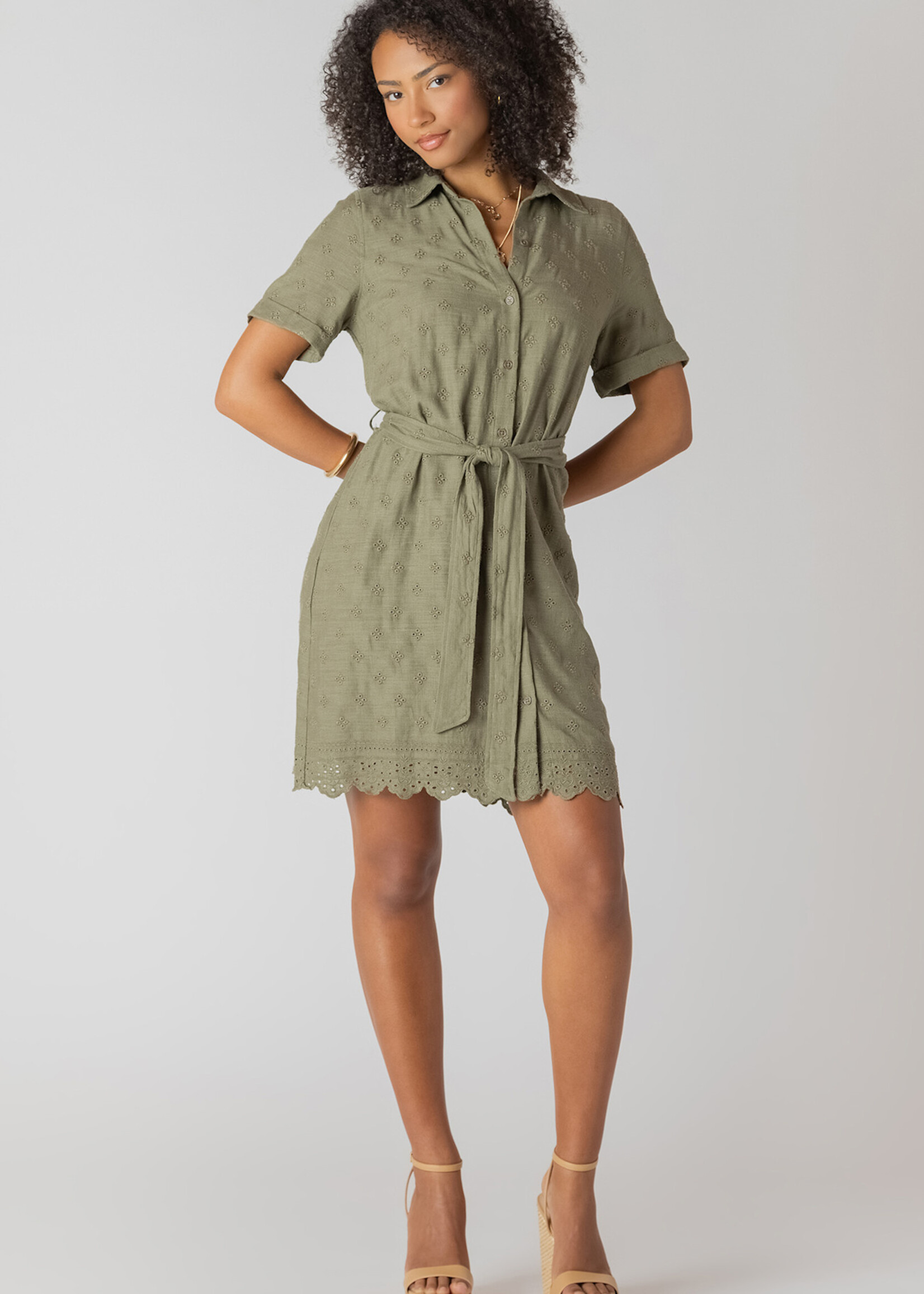 Room 34 SS Eyelet Linen Dress