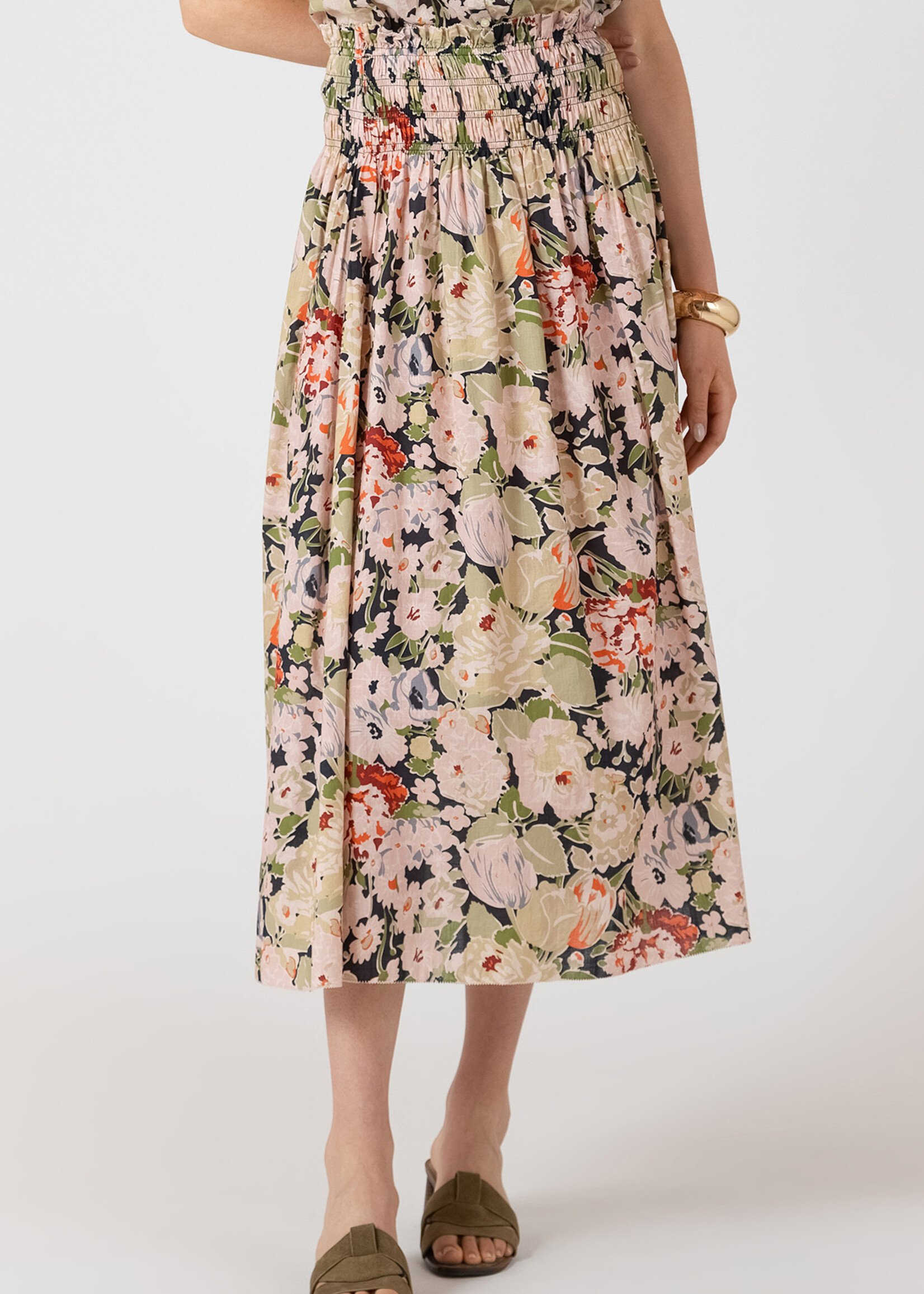 Dex Floral Smocked Market Skirt